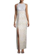 Sequined-bodice Sleeveless Gown,