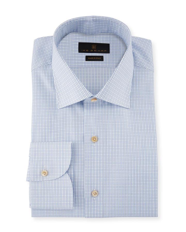 Marcus Grid-check Cotton Barrel-cuff Dress