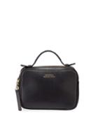 Saffiano Top-zip Shoulder Bag, Black