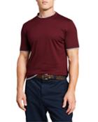Men's Crewneck Short-sleeve Jersey T-shirt W/ Overlapping Trim