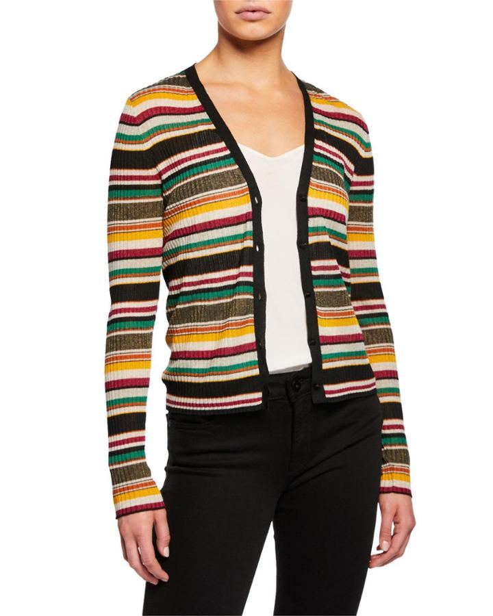 Keke Striped Ribbed Cardigan
