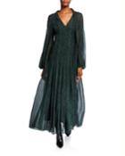 Python-print Silk Tie-neck Floaty Dress