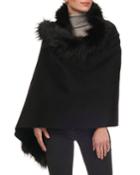Cashmere Stole With 3-side Fox Fur Trim