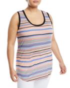Panama-striped Scoop-neck Tank,