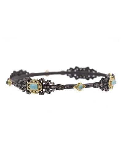 Black Diamond & Turquoise Double-dagger Bangle