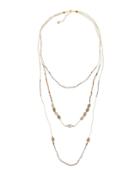 Long Pearl & Mixed Stone Triple-strand Necklace