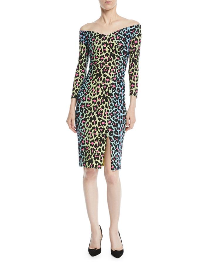 Irene Leopard-print Bateau-neck Cocktail