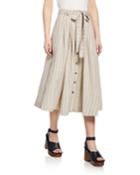 Striped Button-down A-line