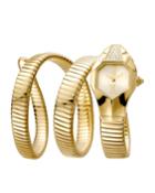 22mm Glam Chic Coil Bracelet Watch, Yellow Golden