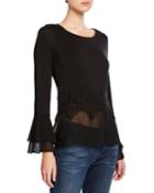 Lace & Chiffon Bell-sleeve Twofer Top