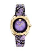 38mm Shadov Leather Watch, Gold/purple