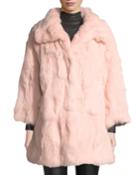 Long Textured Rabbit Fur Coat, Blush