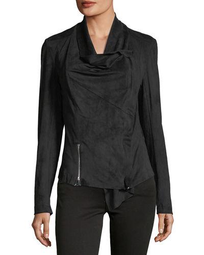 Faux-suede Double-zip Jacket