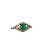 Emerald & Pave Diamond Evil Eye Ring,