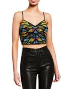 Beaded Spaghetti-strap Crop Top