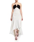 Colorblock Strapless High-low Flutter