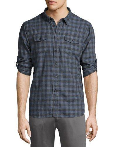 Gingham Herringbone Flap Pocket