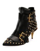 Studded Kitten-heel Pointed Bootie