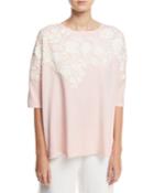 Petite Relaxed Big Tee With Floral Applique