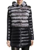Rabbit Fur Stroller Coat W/ Removable Down Skirt &