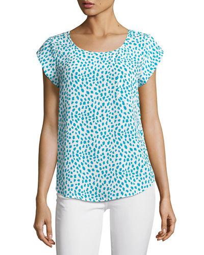 Dot-print Silk Rancher Top