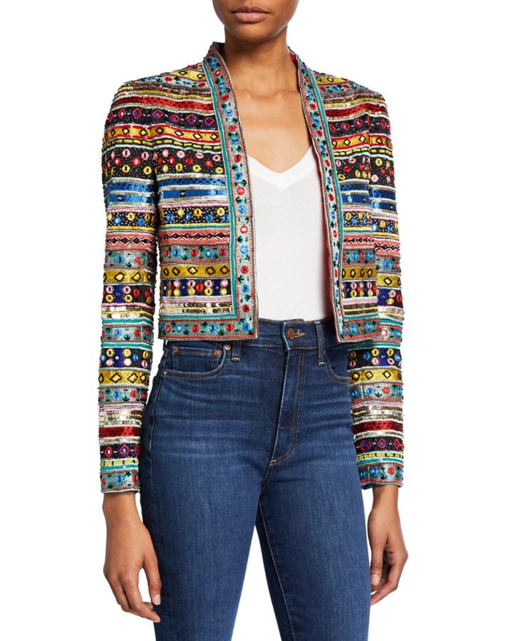 New Harvey Embellished Open-front Jacket