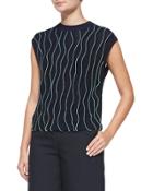 Sleeveless Thread-wave Pullover