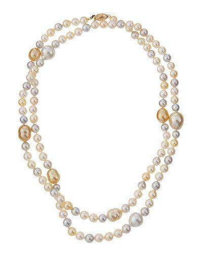 Long Multicolor Akoya & South Sea Pearl Necklace