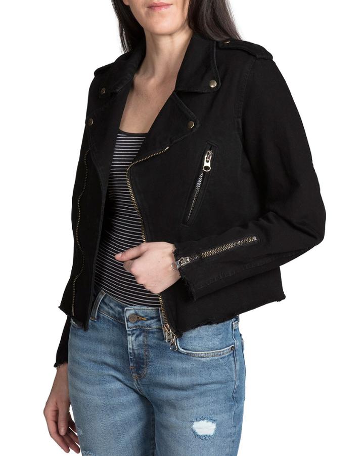 Zip-front Moto Denim Jacket