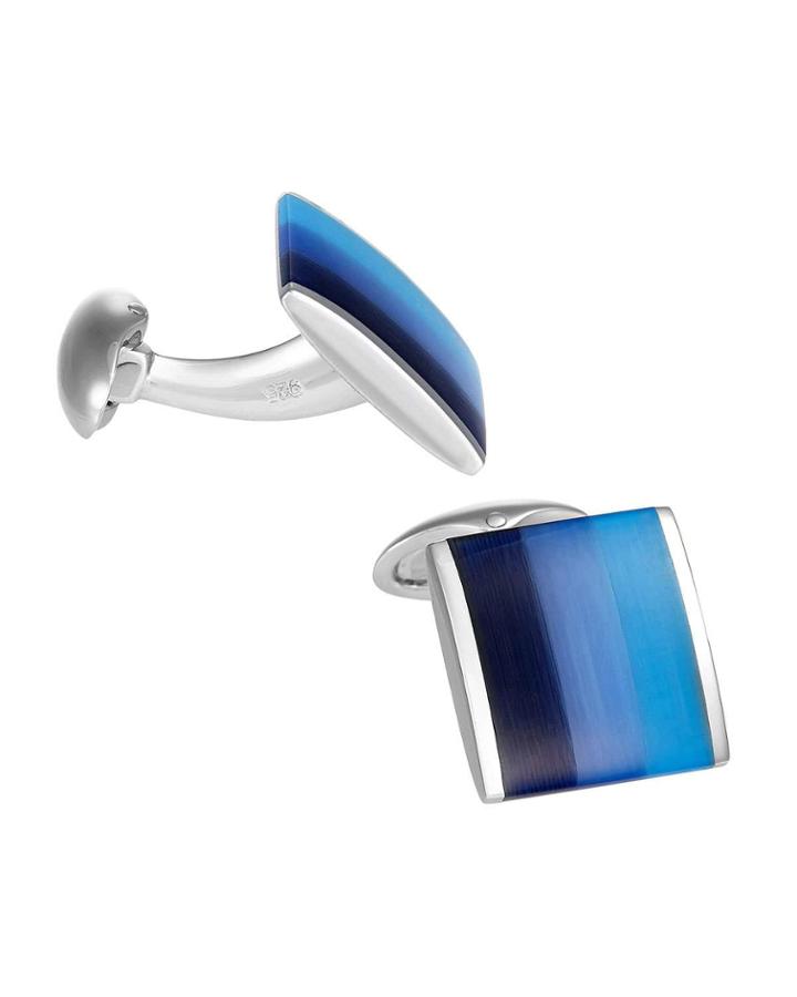 Tonal Blue Cat Eye Cufflinks
