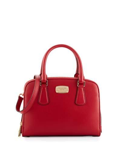Reese Medium Leather Satchel Bag, Red