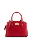 Reese Medium Leather Satchel Bag, Red
