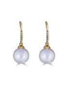 Classic 14k Diamond White Pearl Earrings