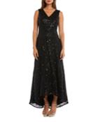 Sequin V-neck Sleeveless High-low Gown