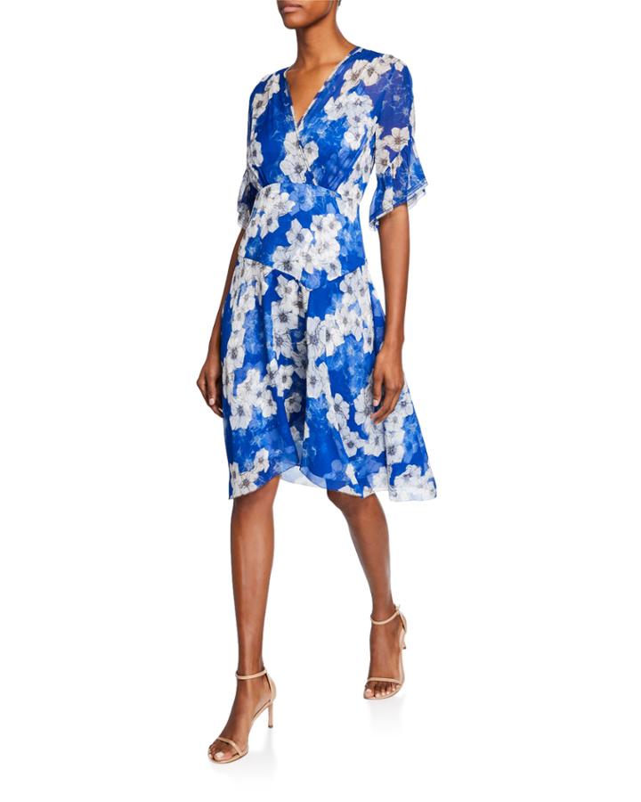 Ava Floral-print Surplice Short-sleeve