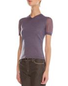 V-neck Sheer-sleeve