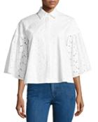 Eyelet Lace Flared-sleeve