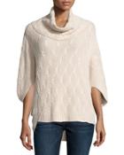 Cashmere-blend Cable Poncho, Tan
