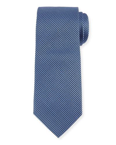 Striped Silk Tie, Black/royal