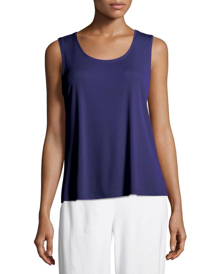 Stretch Silk Jersey Scoop-neck Tank Top