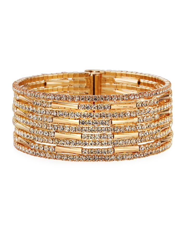 Rhinestone And Metal Cuff Bracelet