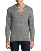 Heathered Henley Sweater, Dark Gray