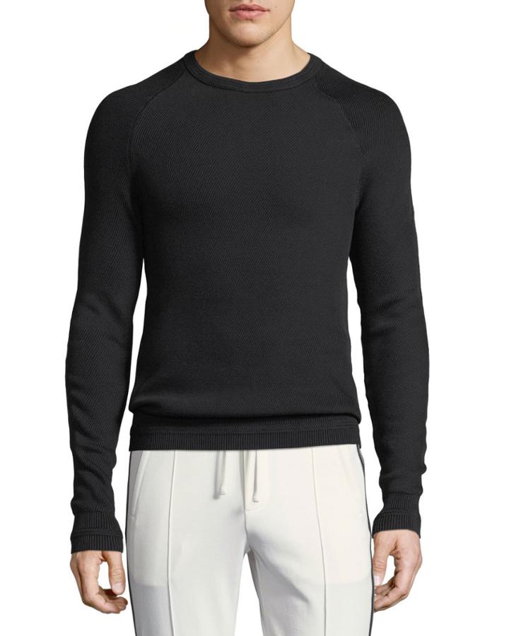 Diagonal-stitch Crewneck