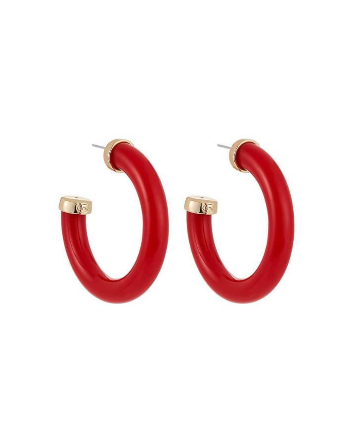 Large Hoop Earrings, Red