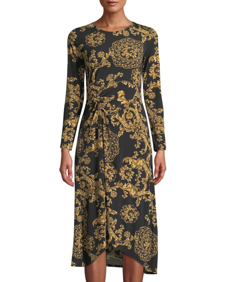 Long-sleeve Ruched Floral-print Jersey