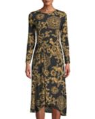 Long-sleeve Ruched Floral-print Jersey