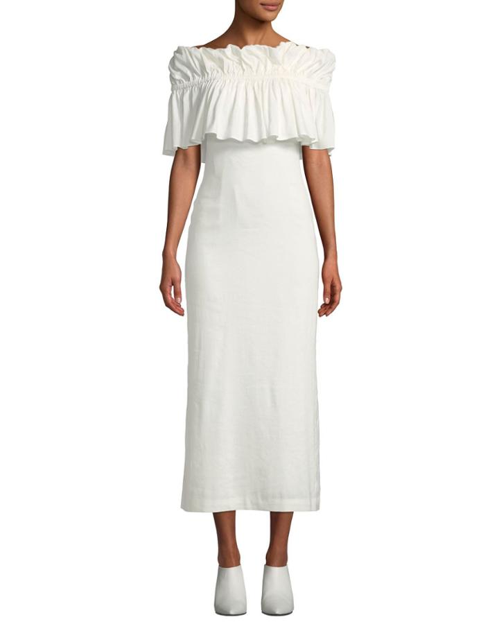 Mina Ruffle Off-shoulder Linen