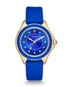 Cape Topaz Golden Watch W/silicone Strap, Cobalt Blue