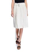 Sequined Stripe Skirt W/ Detachable Belt