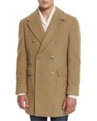 Double-breasted Wool-blend Pea Coat, Camel